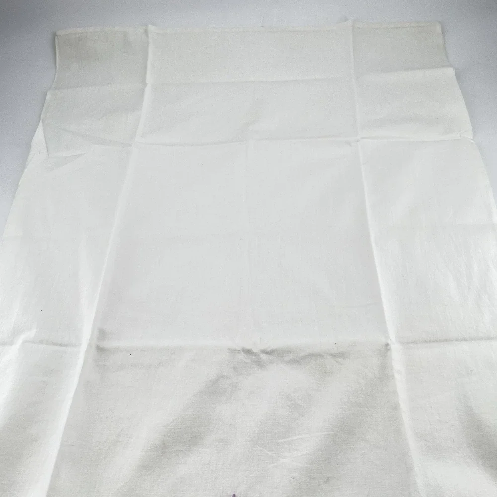 Vintage MCM Floral Embroidered Pillowcases Set of 2 White Cotton Crocheted Hems